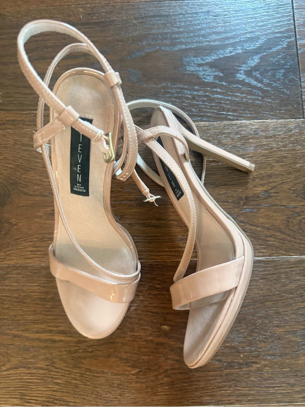 Steve Madden Blush Patent Strappy Stiletto Sandals